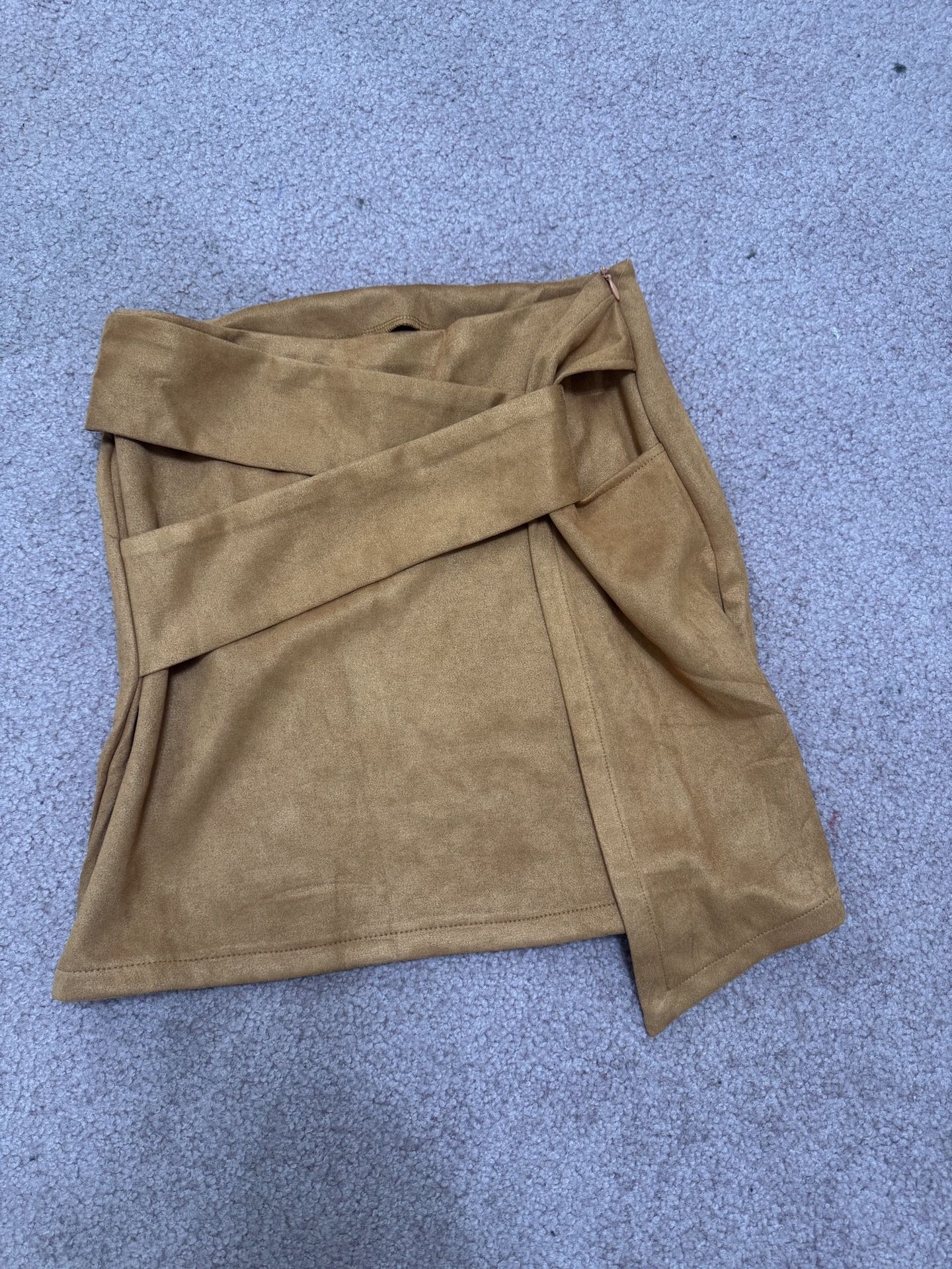 New small brown tan suede style short retro vintage mini skirt
