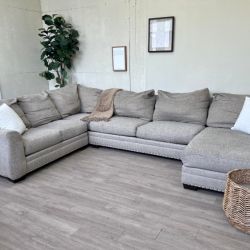 WE DELIVER! 🚚 - Bob’s Furniture Cream Modern U Sectional Couch with Chaise