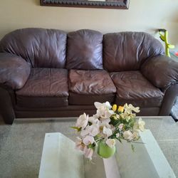 Brown Leather Sofa