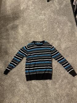 retro blue color stripped sweater