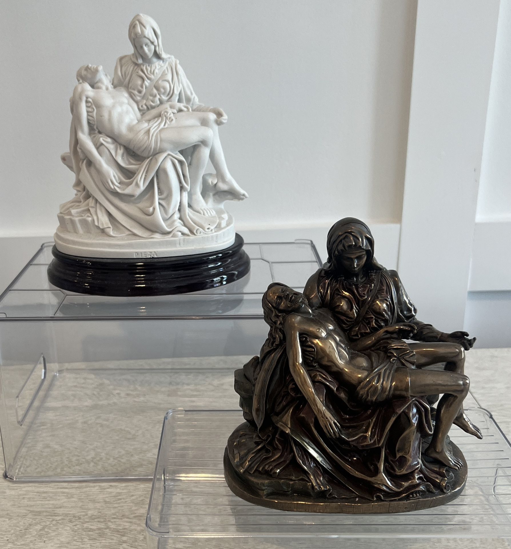 2 Pieta sculptures Statue Figurines - Mary and Jesus 