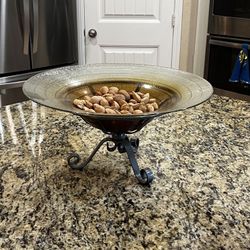 Decorative amber glass bowl  With Stand 