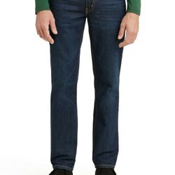 Levi's Men's 514 Straight Fit Dark Washed Blue Denim Jeans- 36/32