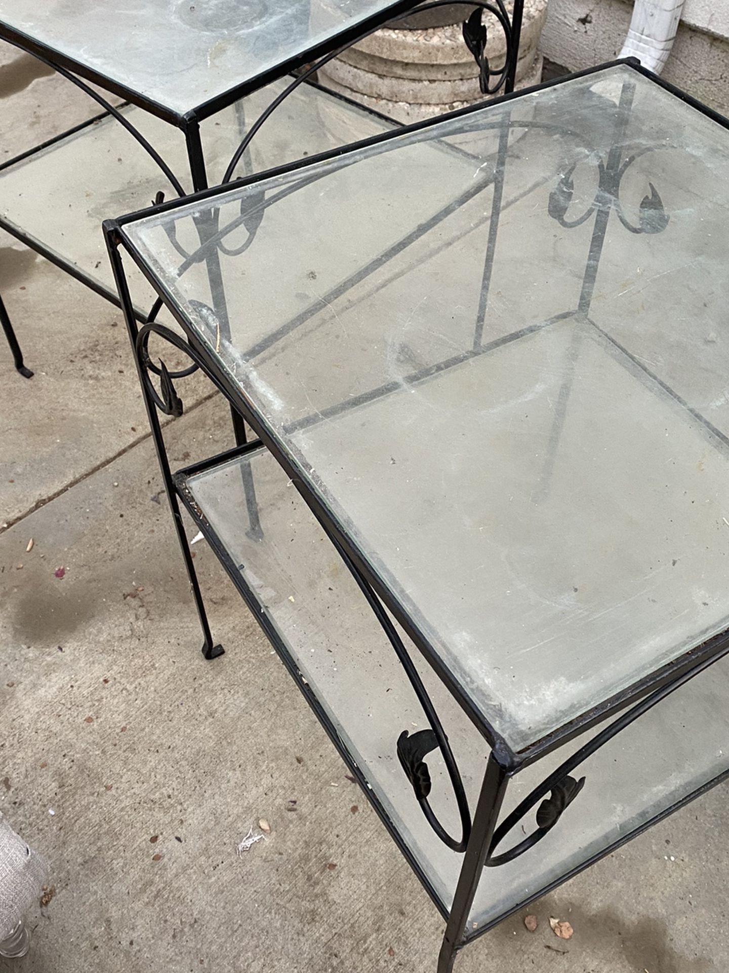Pair Of Vintage Wrought Iron Tables
