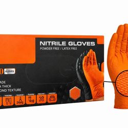 Heavy Duty Orange Raised Diamond (10 Mil) Nitrile Gloves