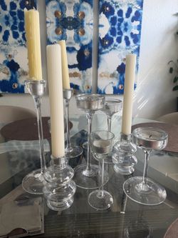 Clear Glass Candle Holder Set – 10 Pieces