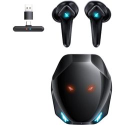 V1 Gaming Earbuds, 15ms Low Latency with 2.4Ghz Dongle, 3D Stereo Sound, Bluetooth 5.3, IPX4 Wireless Earbuds with Noise Cancelling Mic for PC, PS5, P