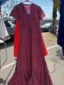 Burgundy Floral Maxi Dress Short Sleeve
