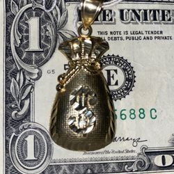 Gold Pendant 10k Money Bag