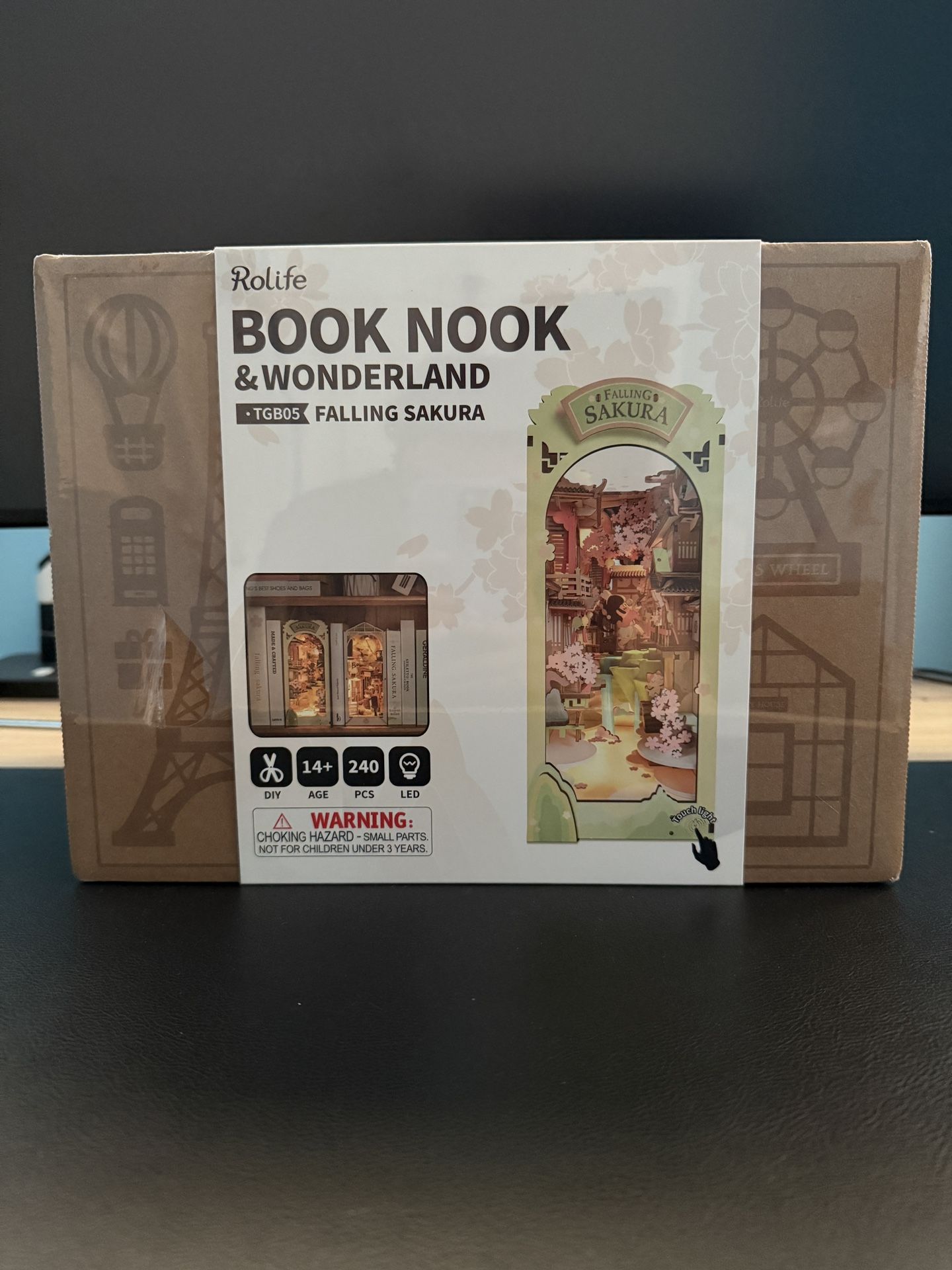 Rolife Falling Sakura Book Nook DIY Kit (New, Box Tear)