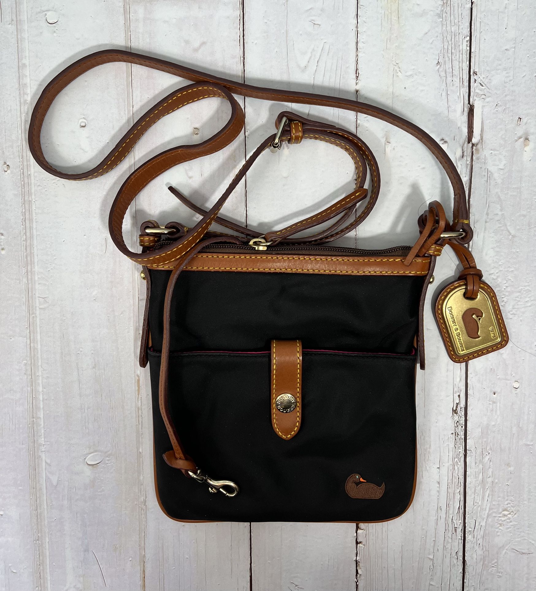 Dooney & Bourke Nylon Black and Tan Men's Crossbody Bag