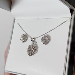 Sterling Silver Twist Necklace & Earring Set