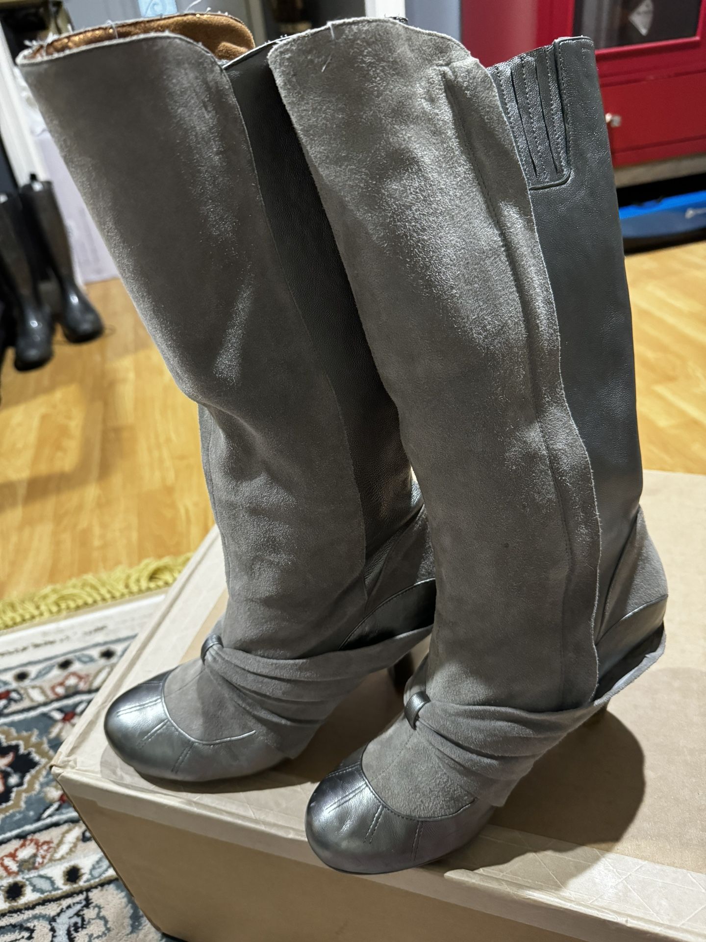 Grey Metallic Boots