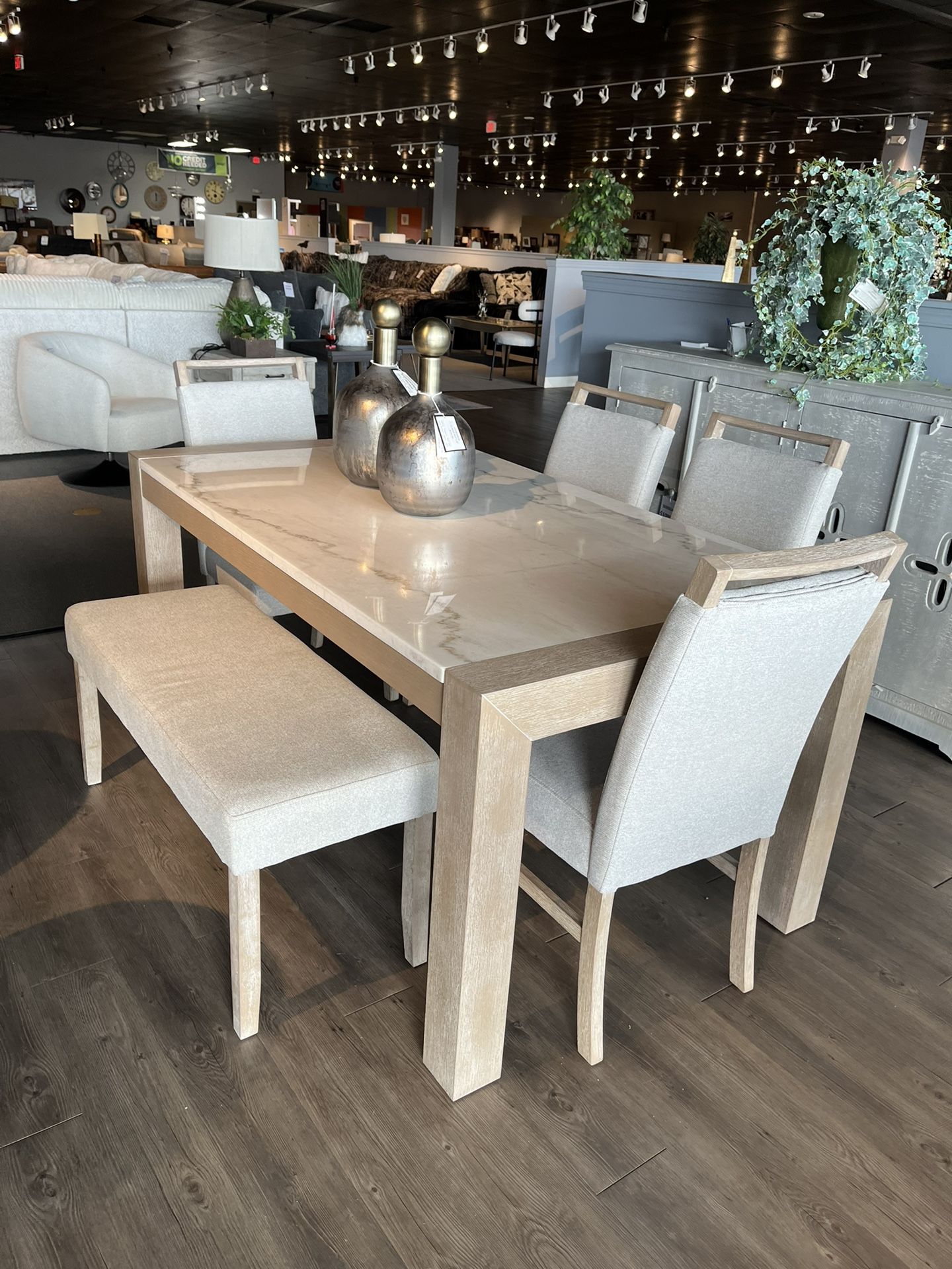 Ivory Marble 6pc Dining Room Set