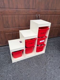 Storage shelf with bins