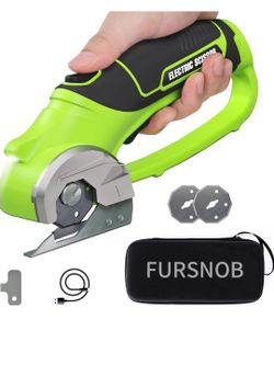 Upgraded 4V Cordless Electric Scissors, Cardboard Cutter with 3 Blades,Case, USB Charging, Max Cutting 1/4" Rotary Box