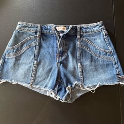 Cotton denim midrise cutoff shorts Shyann frayed raw hem cowboy western size 29