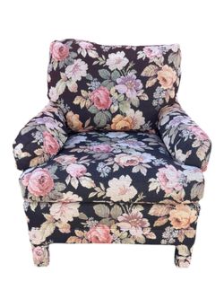 Vintage 1980s Floral Mason Art Club Chair