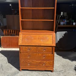 Chinese Rosewood Drop Front Desk Bookcase