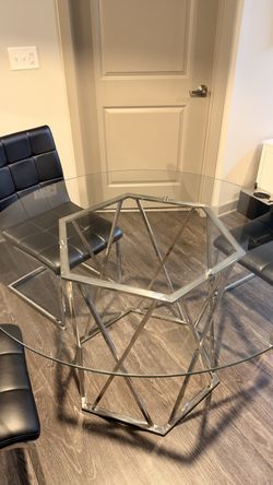 Modern glass dining table + 4 chairs