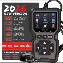 New! Gray/Black Professional OBD2 Diagnostic Scanner Tool, USB Powered, Engine Fault Detector, Code Reader, Battery Tester, I/M Readiness, Code Eraser
