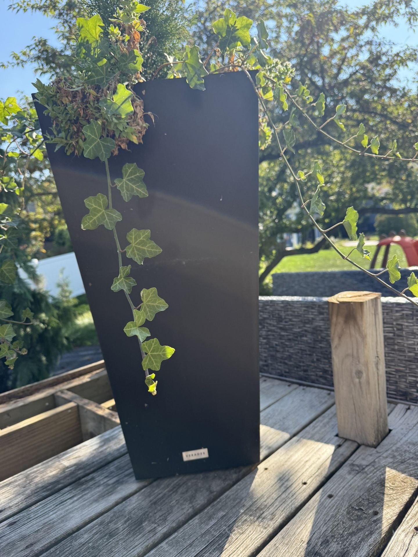 Two 2 Veradek Large 30” Tall Planters Outdoor Black