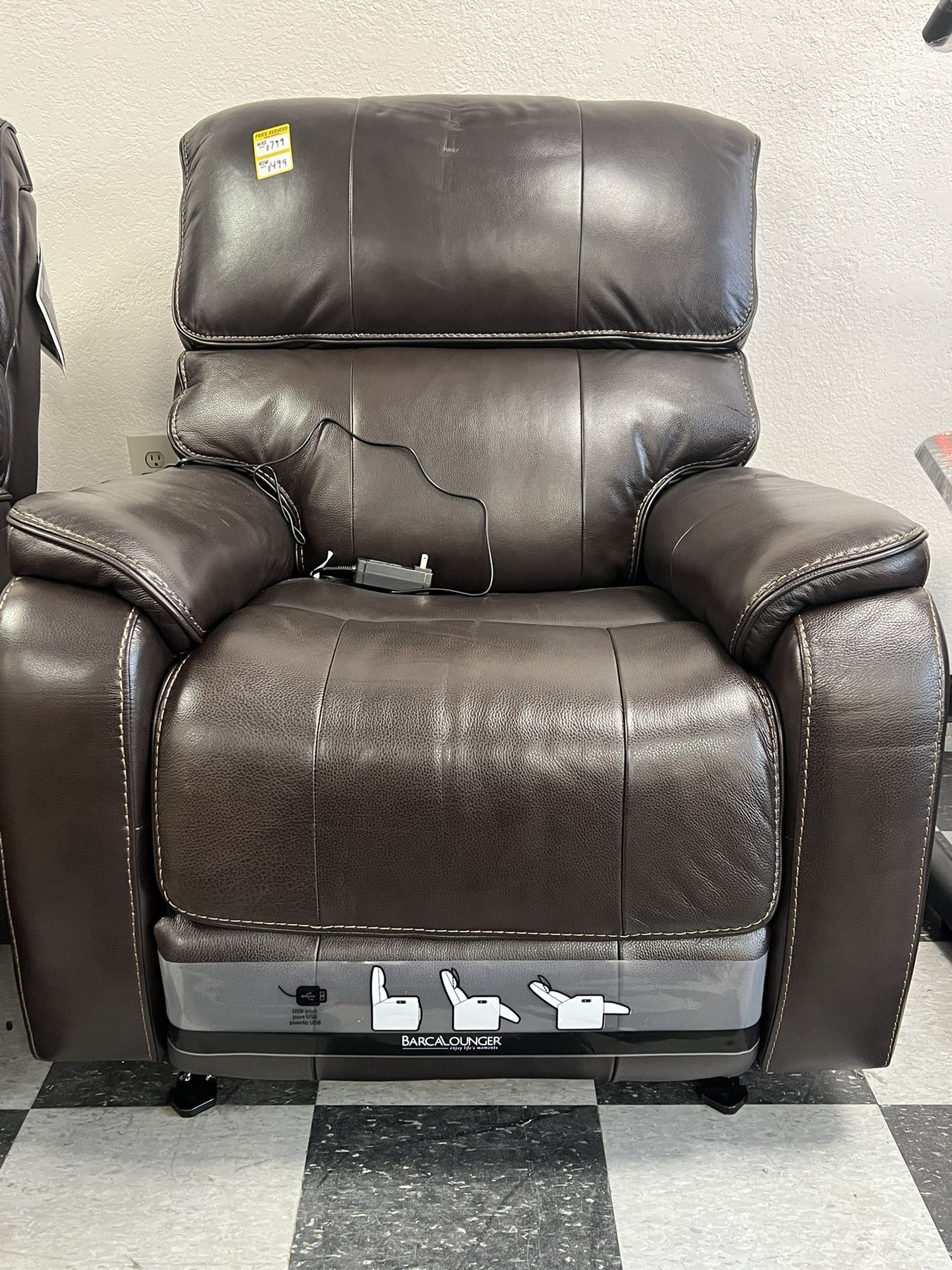 Leather Power Glider Recliner with Power Headrest