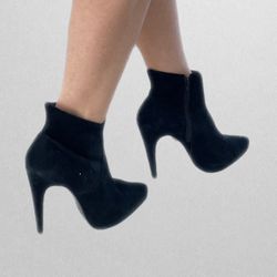 Black suede platform high Heels Ankle boots
