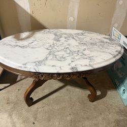 Solid Marble Top Coffee Table – Real Mahogany Base – Heavy – Quality Piec