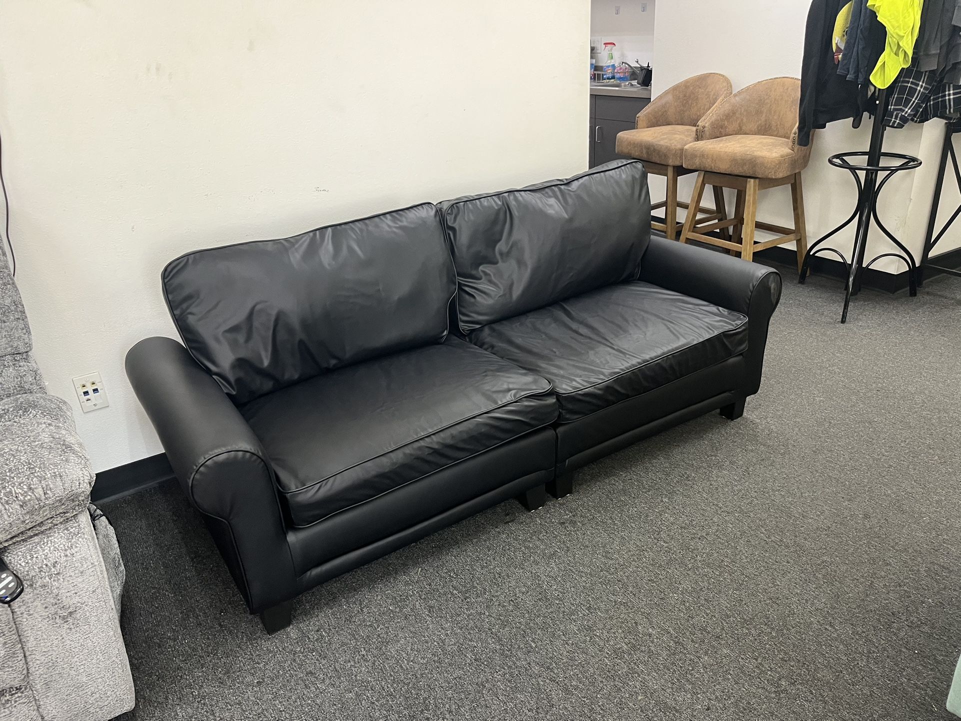 Loveseat Sofa Couch- Black - Faux Leather