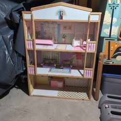 Vintage Barbie Dollhouse With Furniture  $42.00
