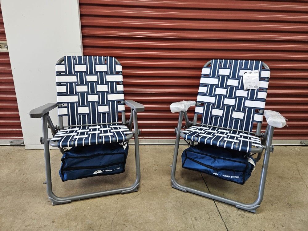 Set 2 Ozark Trail Folding Web Chair with Cooler