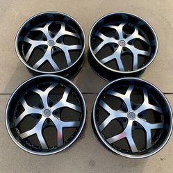 22” Phino PW-148 Black and Machined Wheels Set of 4
