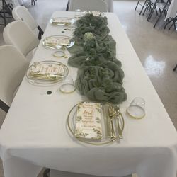 Sage Green Cheesecloth Table Runners 