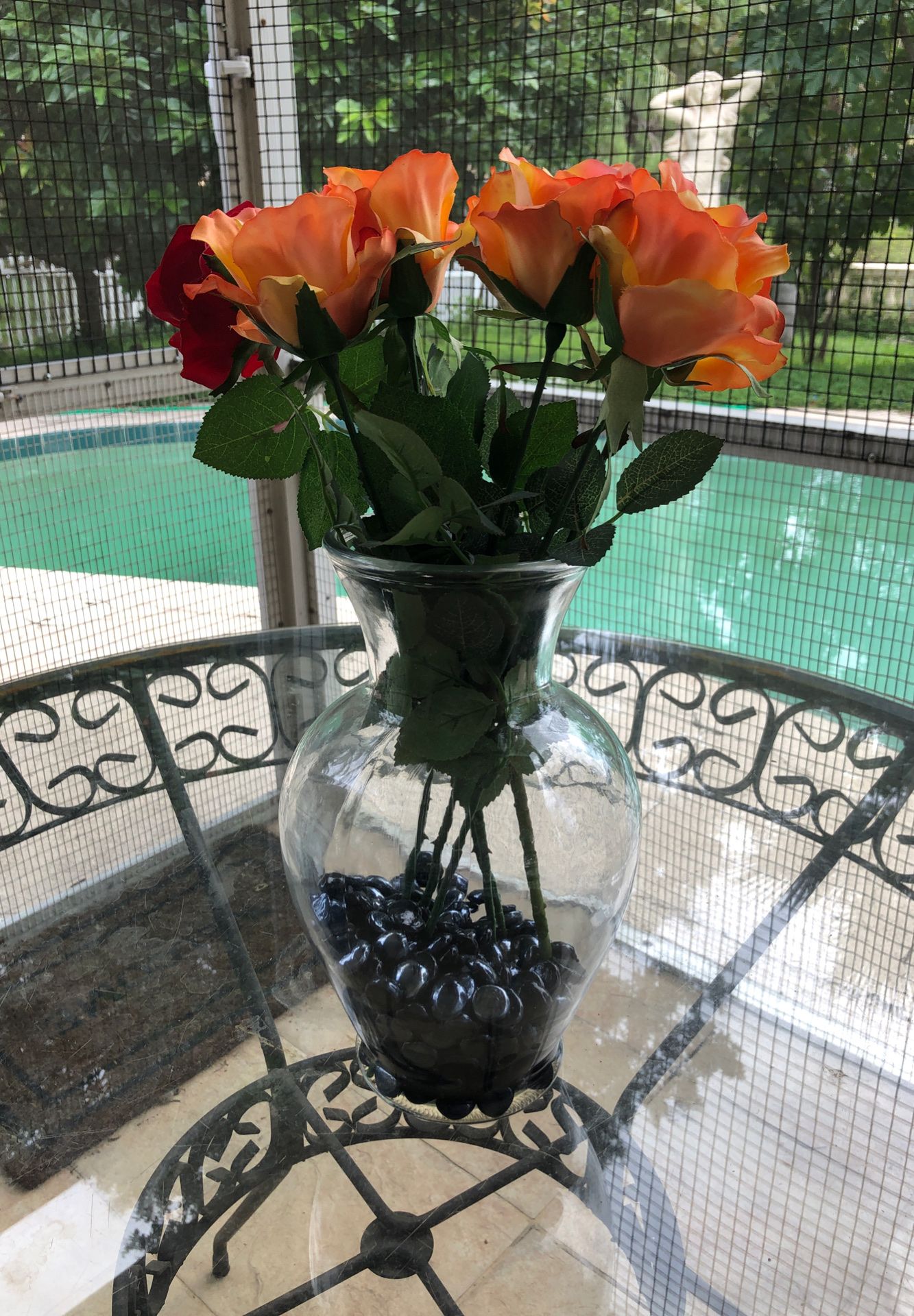 Beautiful vase and flowers/stones