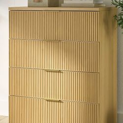 Better Homes & Gardens Lillian Fluted 4 Drawer Dresser, Natural Pine