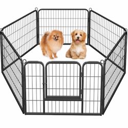 New 24" 6 Panel Heavy Duty Dog Playpen Foldable Shapable Pet Play Yard With Door & Lock RV camping Dog Fence Dog Gate