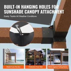  Pergola Bracket Kit 6''x6'', 4pcs 3-Way Heavy Duty Corner Bracket Woodworks DIY Post Base Kit, Easy Installation Wooden Beams for Gazebos, Patio Perg
