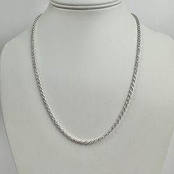 Silver Chain Solid .925 Sterling Silver Diamond Cut Rope Chain 2.5mm 22  Inches Stamped .925 Italy