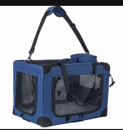 36'' Soft Dog Crates Kennel, 3-Door Portable Folding Pet Carrier with Mesh Windows, Straps and Fleece Mat for Dogs, Cats, Rabbits, Meeting the needs f