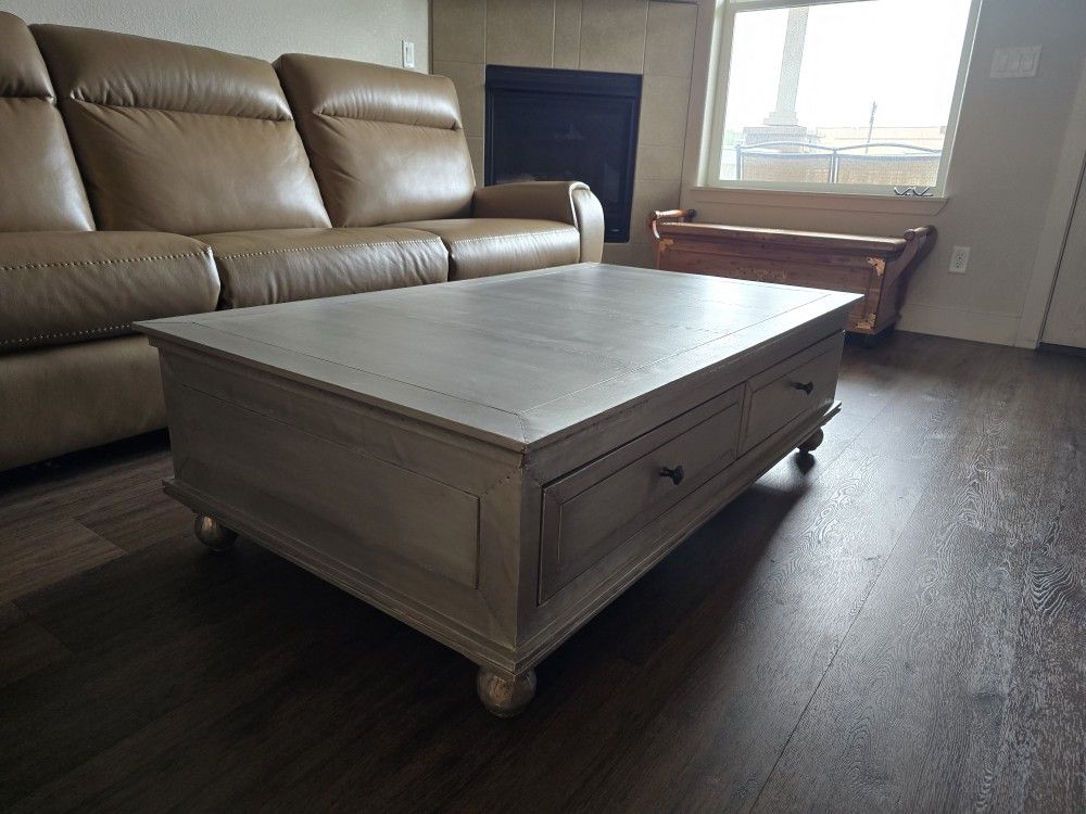 Restoration Hardware Annecy Zinc Wrapped Coffee Table- Free Delivery