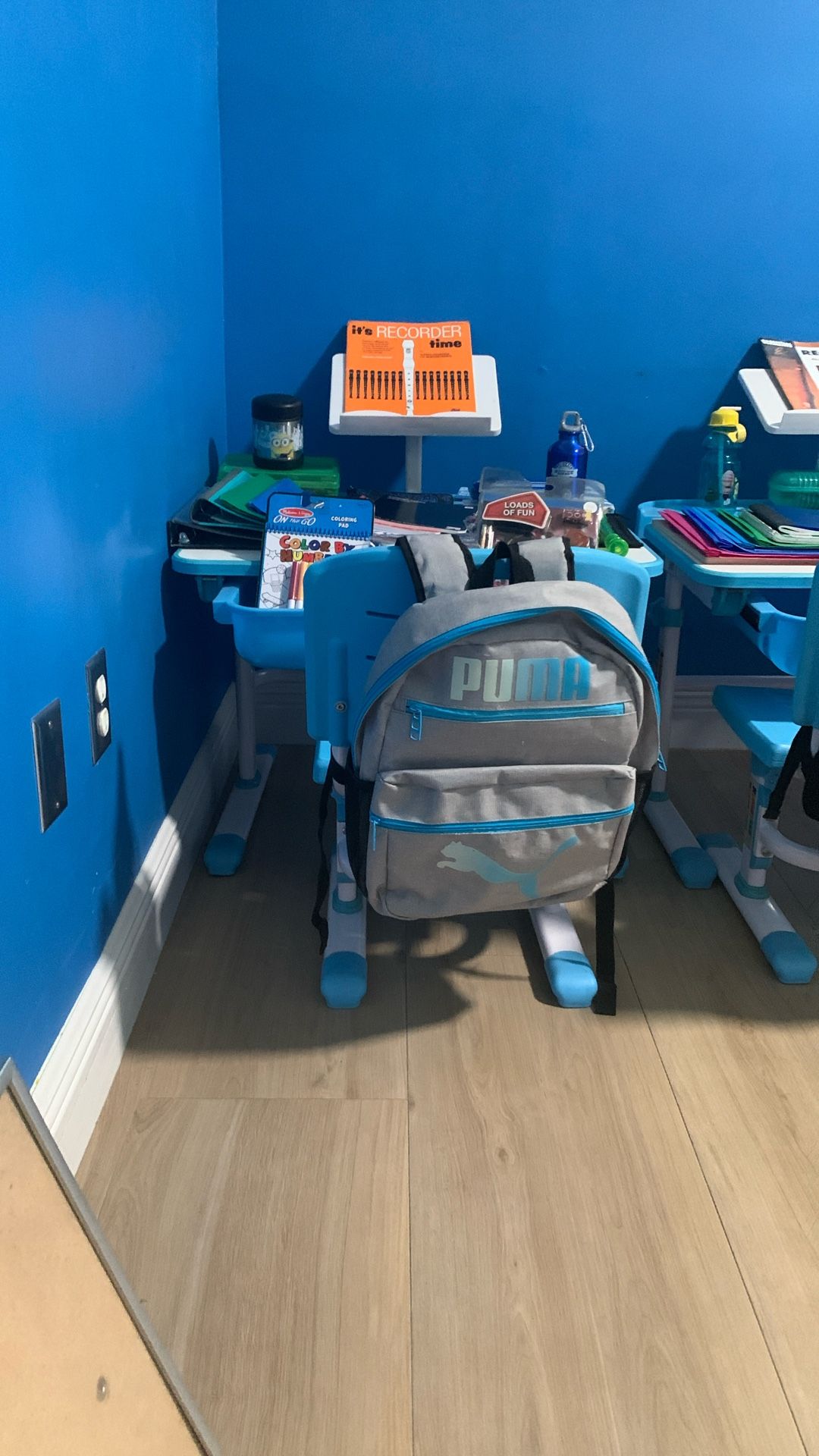 Children Adjustable Desk With Chair And School Supplies