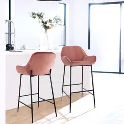 Set of 4 Velvet Barstools, Bar Stools 