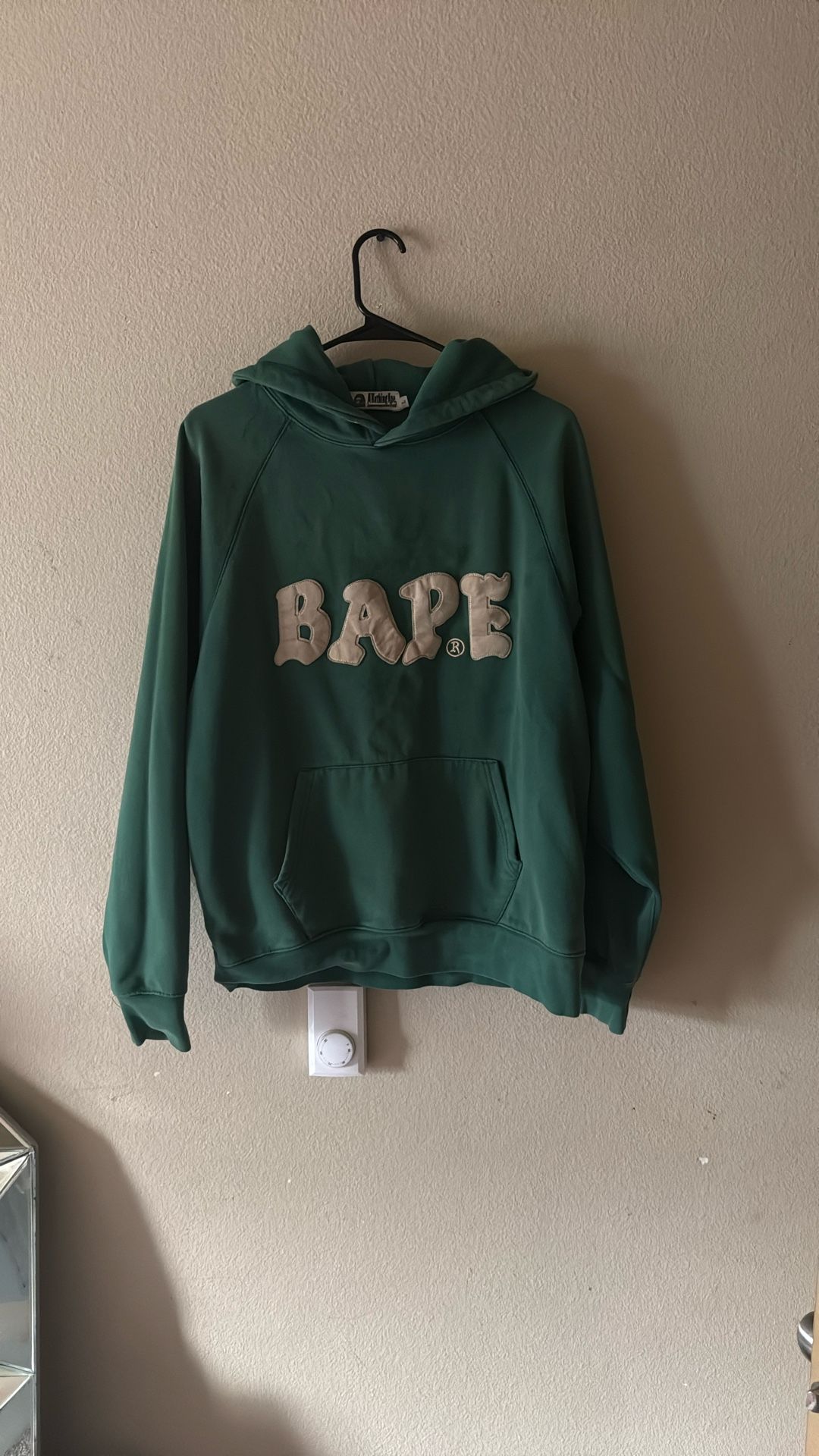 Green Bape bone letter hoodie