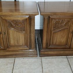 Vintage Wood End Tables / Night Stands - matching pair