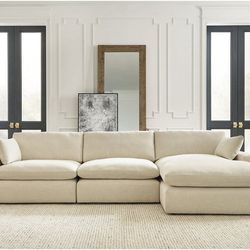⚡Ask 👉Sectional, Sofa, Couch, Loveseat, Living Room Set, Ottoman, Recliner, Chair, Sleeper. 

👉Elyza Linen 3-Piece RAF Chaise Sectional