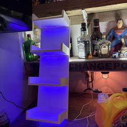 wall book shelves with lights and remote