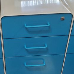 Blue/White Poppin Stow 3-Drawer Vertical Locking File Cabinet