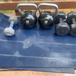 Kettlebell Weights, Yoga Mats And Punch’s Bag 