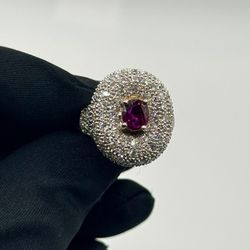 GIA 18K 2ctw Diamond 1.18ct Ruby Ring Size 6.25 11.82 Grams